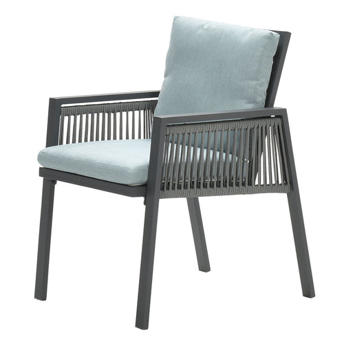 Garden Impressions Andrea dining fauteuil - carbon black - rope donker grijs - mint grey - vtwonen shop