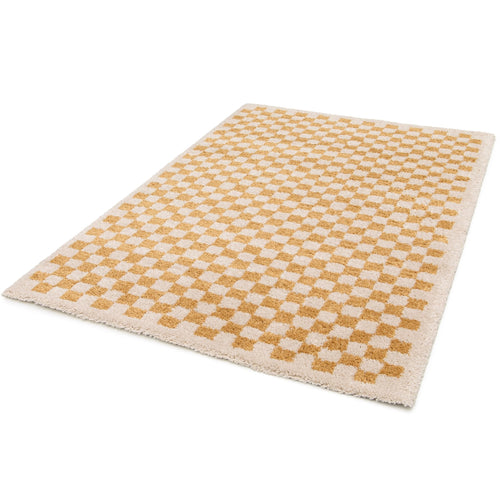 AFK Living vloerkleed Checkers - zeer zacht - geel - 080x150 cm