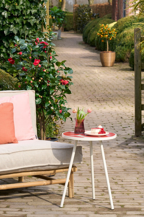 Mica Decorations Bologna Bijzettafel Buiten - H51 x Ø39 cm - Metaal - Rood - vtwonen shop