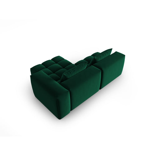 Cosmopolitan Design - Modulaire hoekbank rechts Verona 3-zits, flueel flessengroen - 145x205x70cm