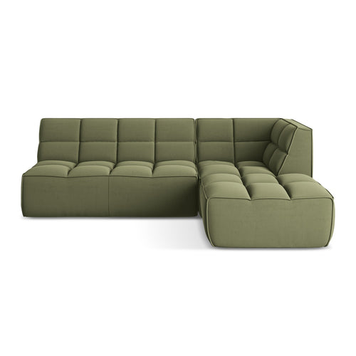 LaMiaSofa Modulaire hoekbank rechts Belluno - velours - olijf - 258x178x75