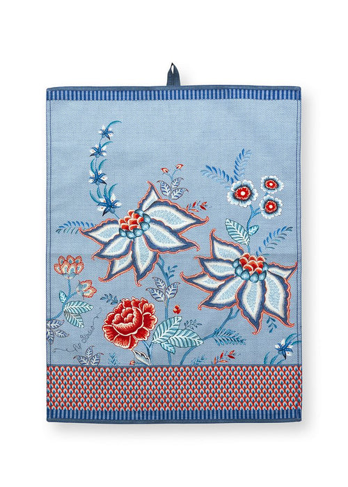 Pip Studio Flower Festival Theedoeken - Keukendoek - Blauw en Blauw-Rood - Set van 2 - 50x70cm - vtwonen shop