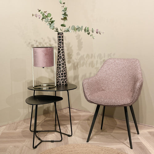 Livingfurn eetkamerstoel Luca boucle Vintage Pink - 2 stuks - vtwonen shop