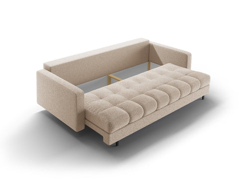 Cosmopolitan Design Slaapbank met opbergdoos Bali 3-zits, boucle beige - 84x222x105cm