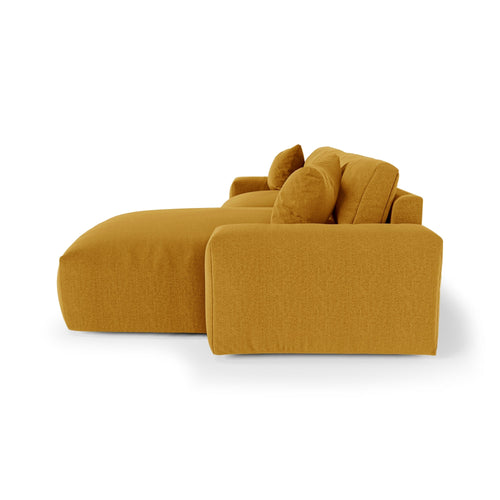 Premium Interiors - Rechthoekige hoekbank CHEER - zacht aanvoelende geweven stof  mosterd 312cm