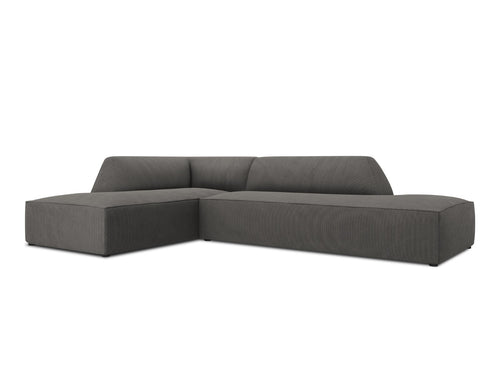 Micadoni - Linker hoekbank "Ruby" 4 zitplaatsen, ribfluwelen, donkergrijs - 180x273x69cm