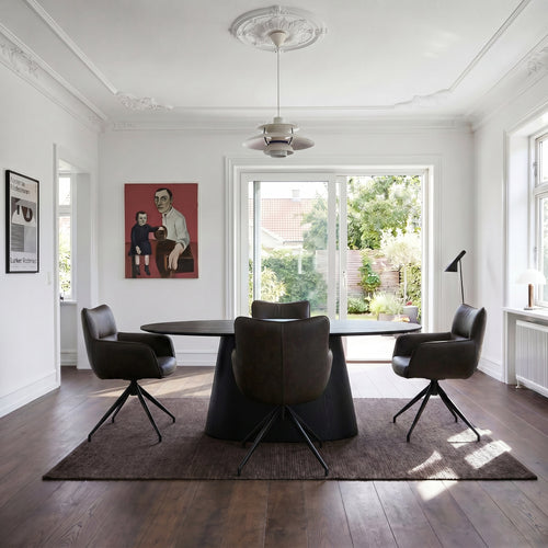 Furnhouse eetkamerstoelen armleuning Jessica - Donkerbruin - Kunstleer - Set van 6