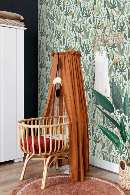 ESTAhome behang jungle apen mintgroen en donkergroen - 53 cm x 10.05 m - 139073