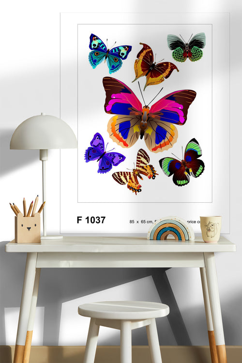 Sanders & Sanders muursticker vlinders roze, blauw en groen - 85 x 65 cm - 600269