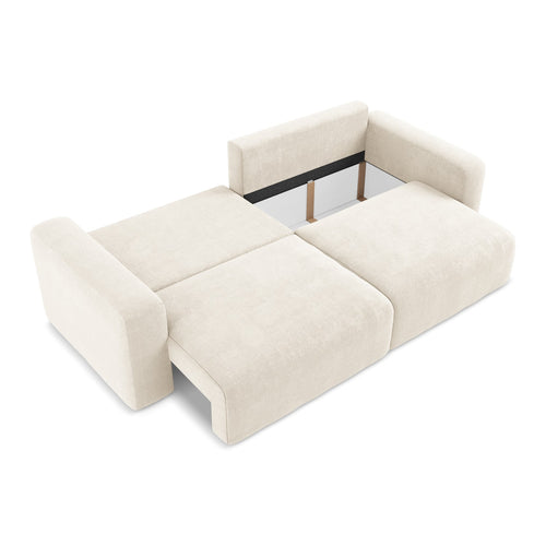 LaMiaSofa 3-zits slaapbank Ostia - chenille stof - lichtbeige - 244x102x79
