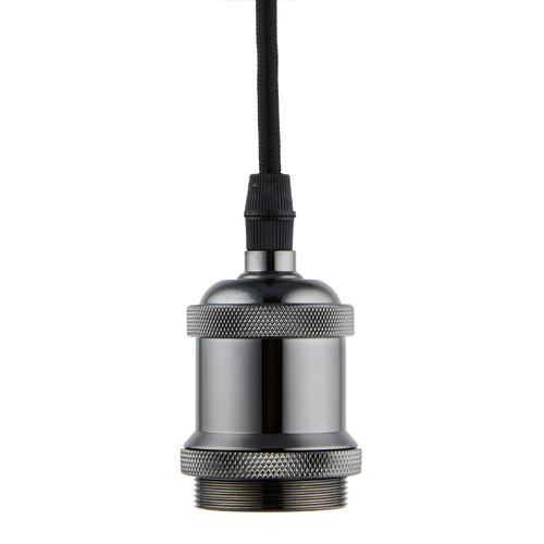 Lighto | Pendel Zwart Titanium E27 Fitting | Vintage | 1.5m Snoer | Met Plafondkap