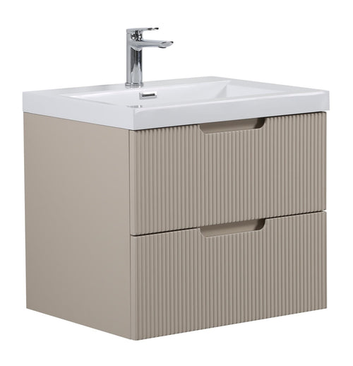 Badplaats Badkamermeubel Set Thermis 60 cm – Beige – Badmeubel met Wastafel