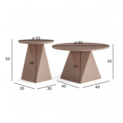 Furnhouse salontafel set Aura - Mokkamousse - Ø 50/80 cm