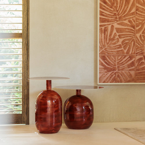 S|P Collection - Bijzettafel 50xH40cm metaal red clay Mio