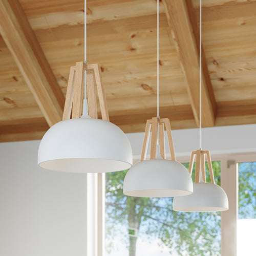 Sollux Lighting Hanglamp CASCO wit/natuurlijk hout - 30x30x85cm