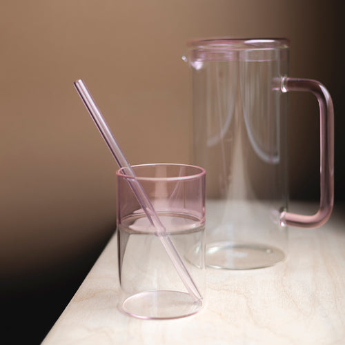 Ona - Rietje 20cm glas roze Cruse - Set van 4