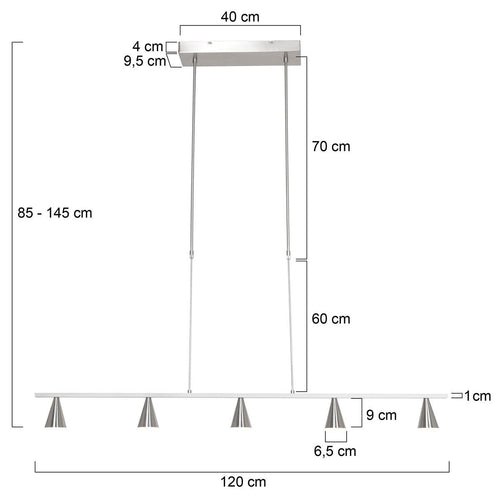 Steinhauer hanglamp Vortex - 5 lichts - 120x 145 cm - mat chroom - vtwonen shop