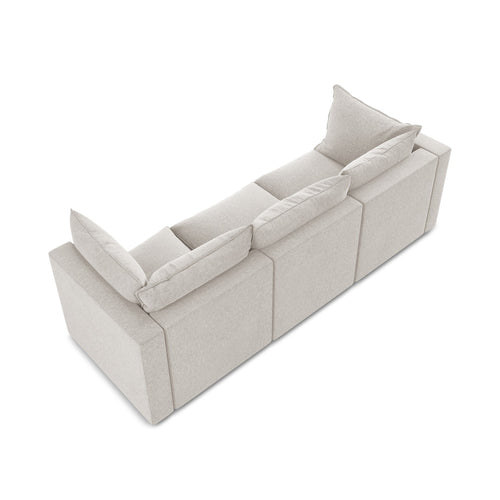 LaMiaSofa 3-zits bank Ravenna - velours - lichtbeige - 255x90x77
