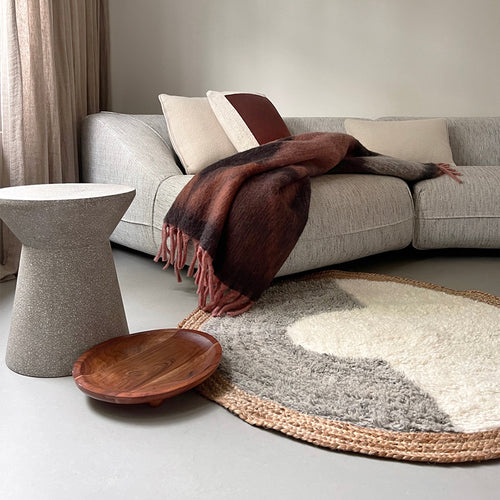 Malagoon vloerkleed Nimba - gebroken wit - Ø 120cm 100% wol, jute rand