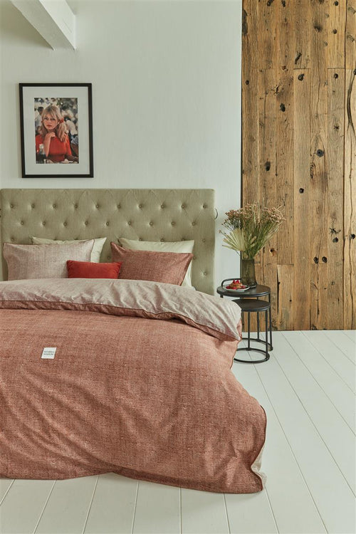 Rivièra Maison - Coughton Court dekbedovertrek - Eenpersoons - 140x200/220 cm - Steenrood - vtwonen shop