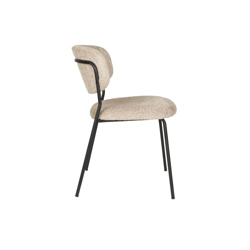 Housecraft Living Jolien Eetkamerstoelen Zwart/Beige Bouclé - Set van 2