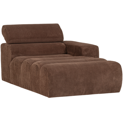 WOOOD chaise longue element arm rechts Novi - Ribstof - Mokkabruin - 86x109x173 - vtwonen shop