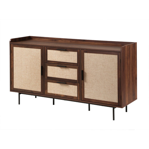 Calicosy - Dressoir JETSON -  Walnootlook & stof 140x39,5x79 cm