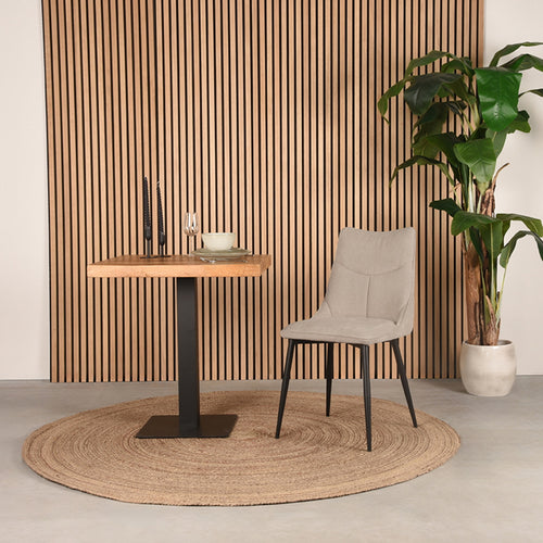 LABEL51 Eetkamerstoel Riv - Naturel Stof - Zithoogte 46cm - Set van 2
