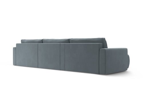 Cosmopolitan Design Converteerbare panoramische bank met opbergdoos Belfast 4-zits, flueel blauw grijs - 149x340x84cm