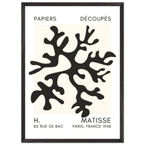 Artfulprints Poster met Lijst Matisse – Dreamy coral flower black   - 50x70 cm - Zwart