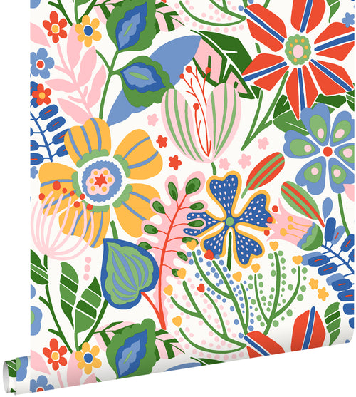 ESTAhome behang bloemmotief wit en meerkleurig - 50 x 900 cm - 131993