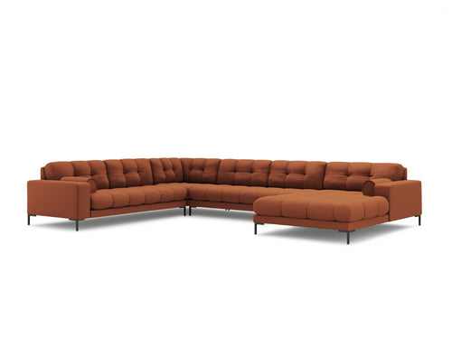 Cosmopolitan Design Panoramische hoekbank links Bali 7-zits, structurele stof, baksteen - 256x327x75cm