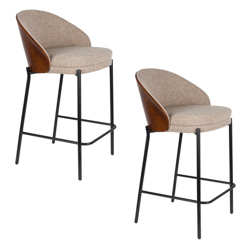 Dutchbone Rodin Counter/ Barkrukken met Rugleuning Beige - Set van 2 - vtwonen shop