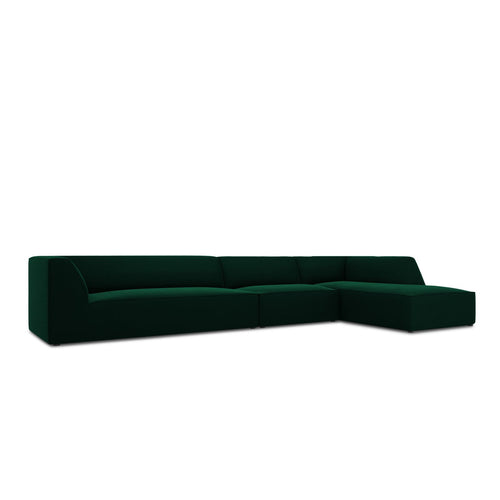 Cosmopolitan Design - Modulaire hoekbank rechts Siena 5-zits, flueel flessengroen - 180x366x69cm
