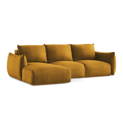 LaMiaSofa hoekbank links Savona - textuurstof - mosterd - 242x162x90