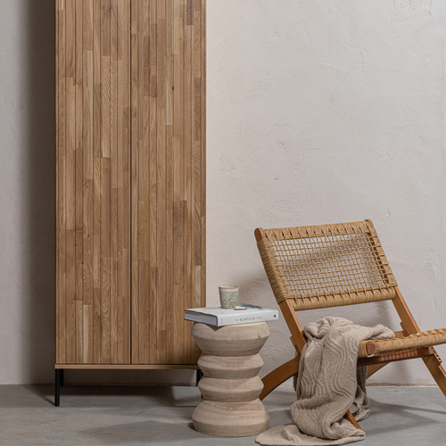 WOOOD klapstoel tuin geruit Lois - Hout - Naturel - 73x60x78 - vtwonen shop