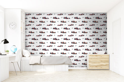 Sanders & Sanders behang race auto's rood, zwart en wit - 50 x 900 cm - 935372
