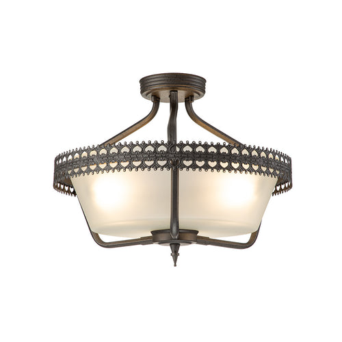 Elstead Crown - 3-lichts semi-inbouw hanglamp ijzer, E27