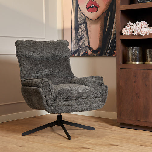 StarFurn Fauteuil Vera - Donkergrijs Stof - Draaibaar - 82x95x96,5cm - vtwonen shop