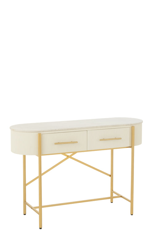 J-Line console Marmer - hout/metaal - wit/goud