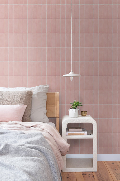 ESTAhome behang tegelmotief licht roze - 50 x 900 cm - 131539 - vtwonen shop