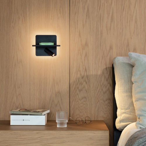 Ideal Lux PIANO 2-lichts LED-leeslamp zwart, ingebouwde schakelaar, 3000K, niet-dimbaar