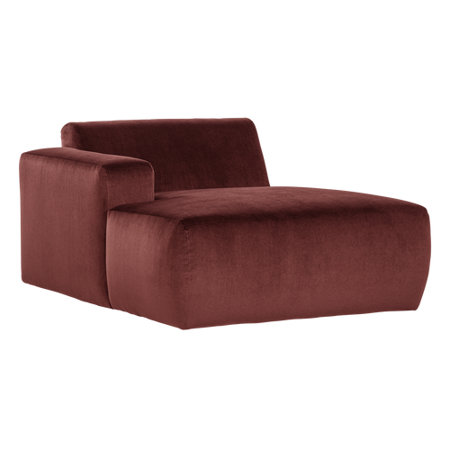 WOOOD chaise longue bank links Mojo Base - Velvet - K.bruin - 74x112x162