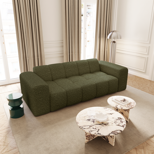 Premium Interiors - Bank BLOOM - bouclé-stof olijfgroen 241cm