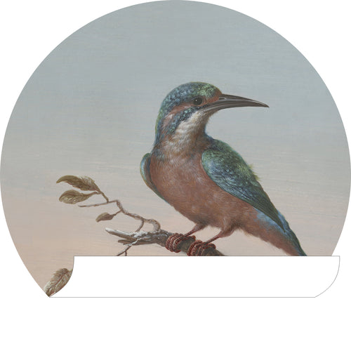 ESTAhome zelfklevende behangcirkel ijsvogel op tak avondrood - Ø 70 cm - 158993 - vtwonen shop