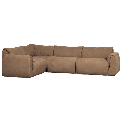 WOOOD hoekbank links Baggy - Geweven Chenille - Bruin - 81x301x210 - vtwonen shop