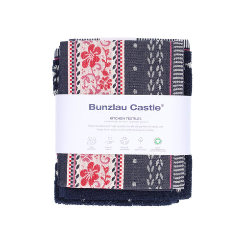 Luxe Keukendoek en Theedoek Harmony Donkerblauw - Bunzlau Castle - 100% biologisch GOTS katoen - vtwonen shop