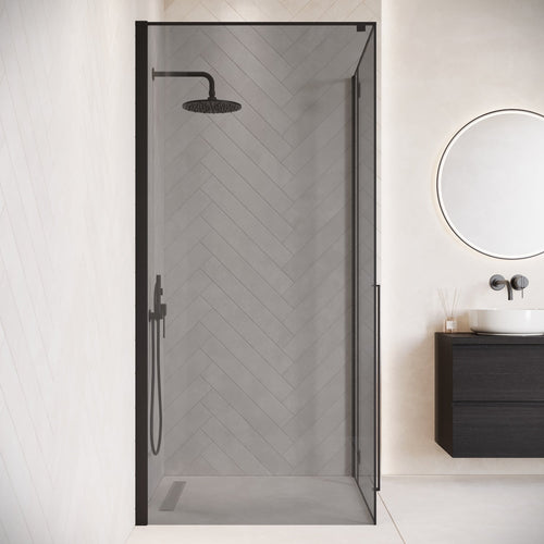 Badplaats Douchecabine Vancouver 90 x 90 x 190 cm - Zwart - Rookglas - Douchewand met Draaideur