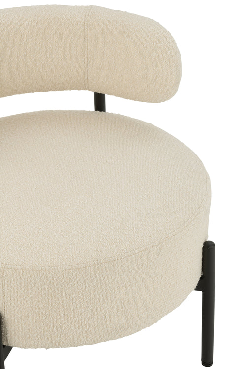 J-Line loungestoel Bouclé - multiplex/polyester - wit/zwart