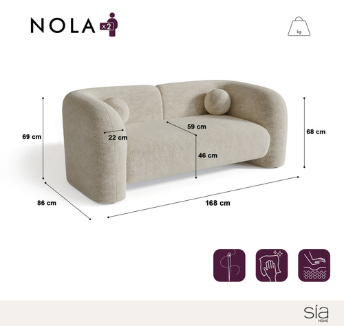 Sia Home - Bank NOLA - fluweel met patronen crème 168cm